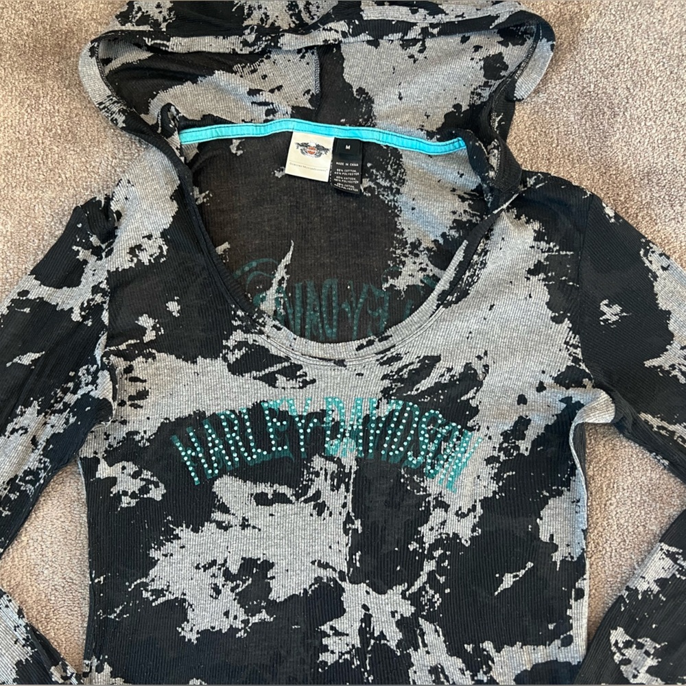 Vintage Y2K Harley Davidson Sheer Sequin Top